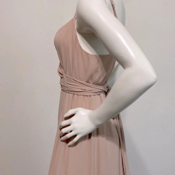 Show Me Your Mumu Liz Tie Maxi Dress Soft Beige Chiffon Blush Size S - Picture 7 of 12
